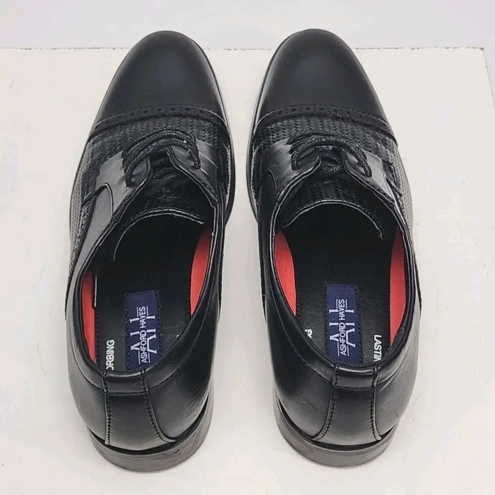 Ashford Hayes Dress Shoe Express Black Oxford Size 9 Men Derby Man-Made Upper